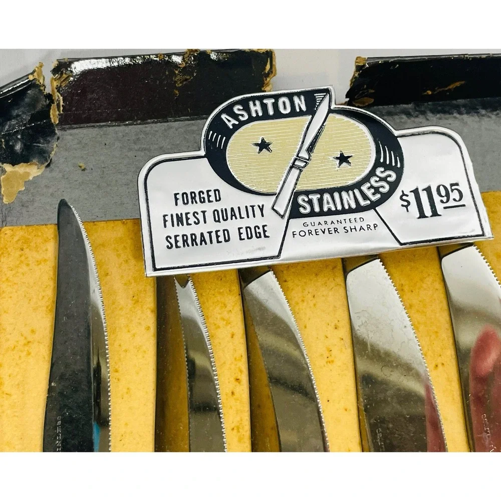 Vintage Ashton Stainless Steel Serrated Edge Knife Set Of 6 Japan